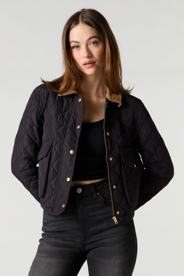 Quilted Corduroy Trim Jacket - 图片 5