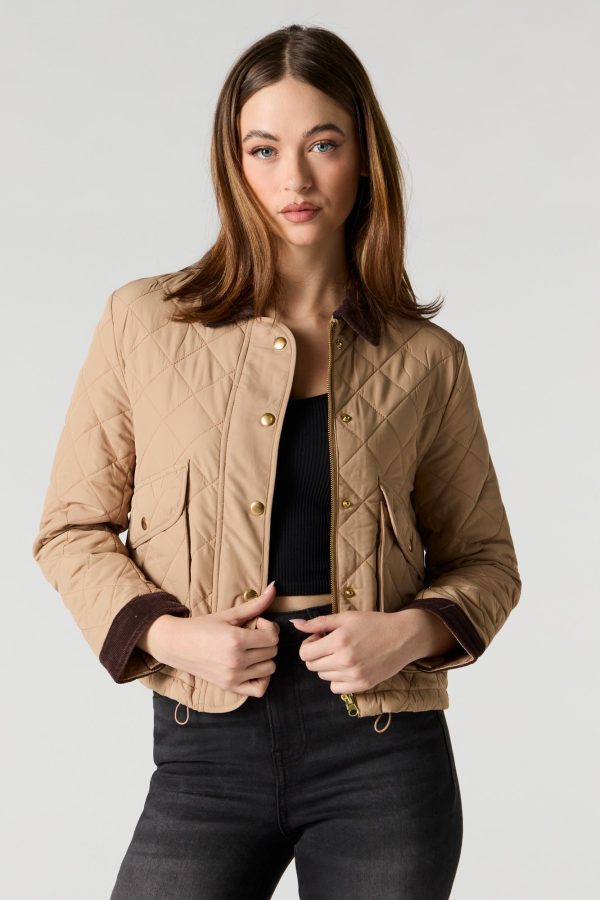 Quilted Corduroy Trim Jacket