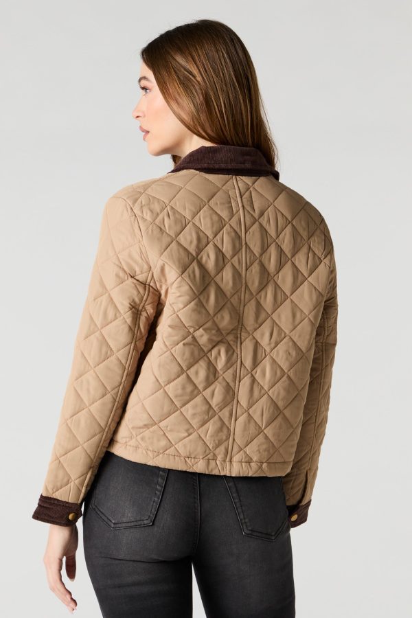 Quilted Corduroy Trim Jacket - 图片 2