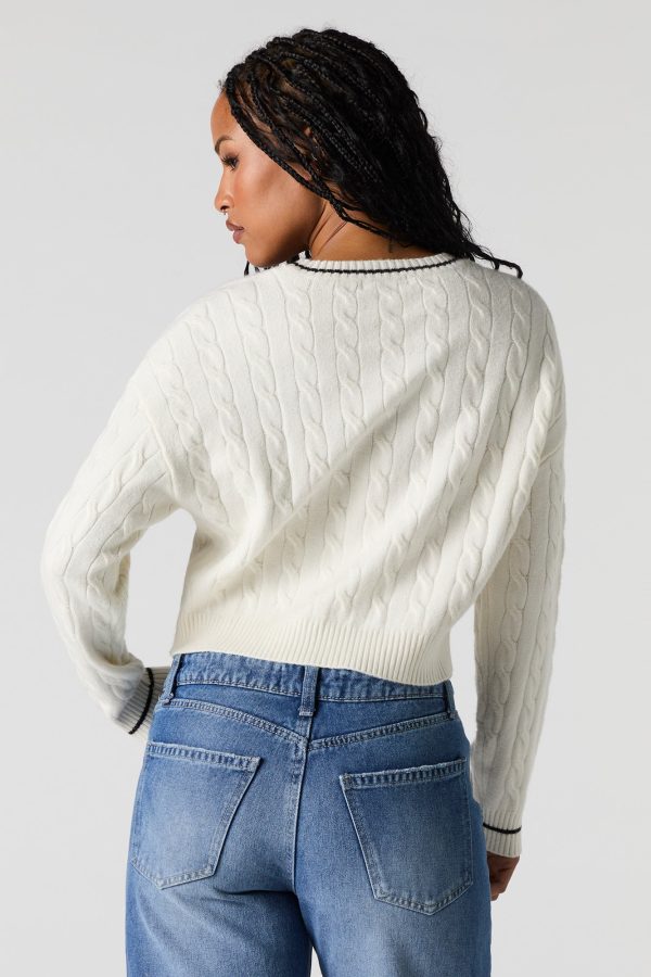 Cable Knit Embroidered Sweater - 图片 8