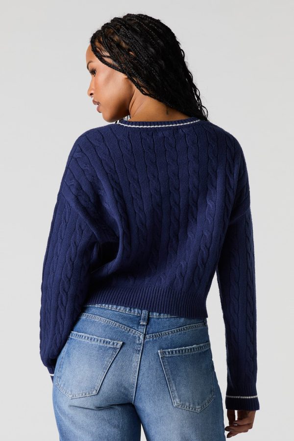 Cable Knit Embroidered Sweater - 图片 11