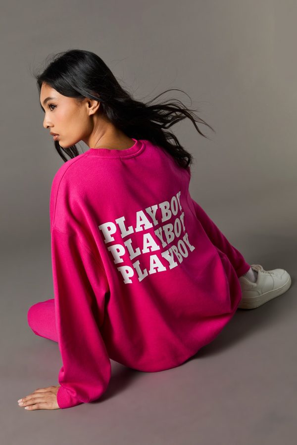 Playboy Oversized Graphic Fleece Sweatshirt