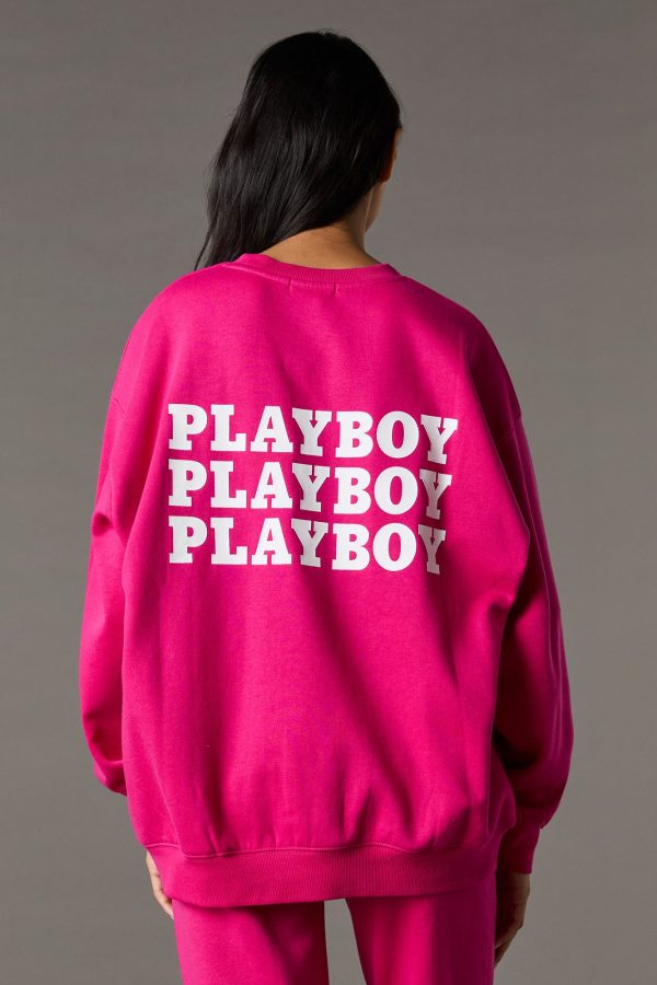 Playboy Oversized Graphic Fleece Sweatshirt - 图片 4