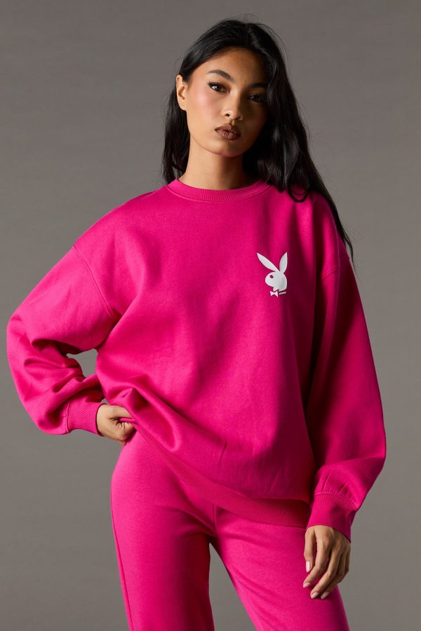 Playboy Oversized Graphic Fleece Sweatshirt - 图片 2