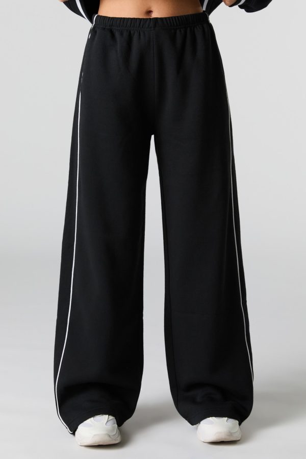 Side Piped Wide Leg Fleece Sweatpant - 图片 5