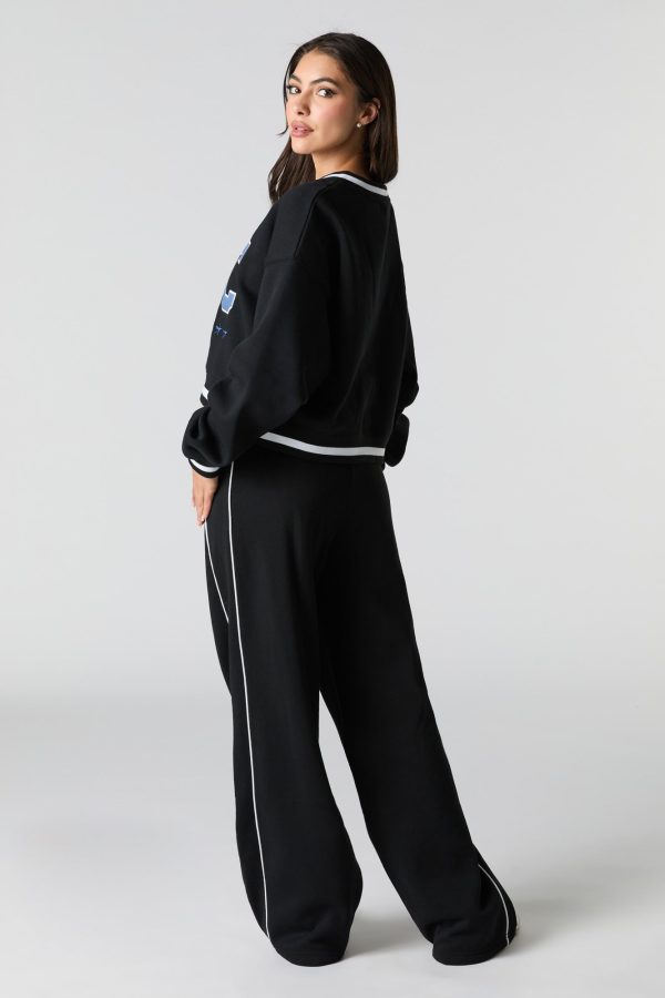 Side Piped Wide Leg Fleece Sweatpant - 图片 6