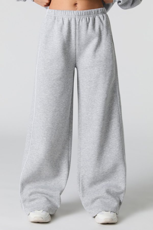 Side Piped Wide Leg Fleece Sweatpant - 图片 8