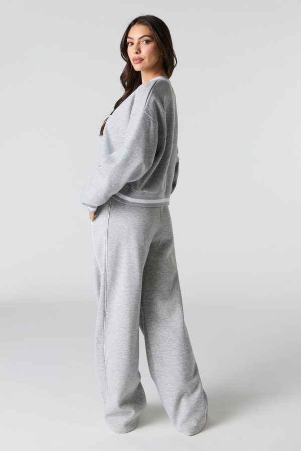 Side Piped Wide Leg Fleece Sweatpant - 图片 9