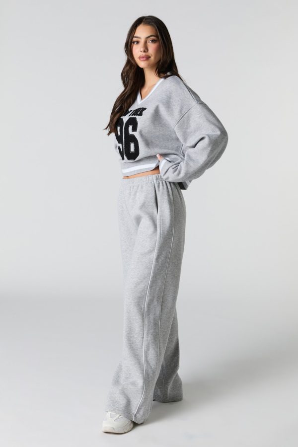 Side Piped Wide Leg Fleece Sweatpant - 图片 7