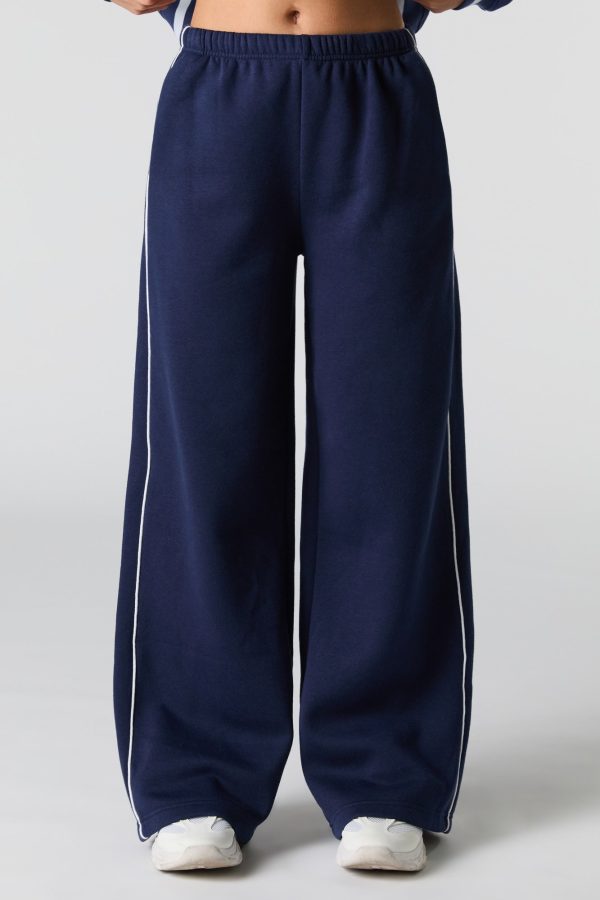 Side Piped Wide Leg Fleece Sweatpant - 图片 2