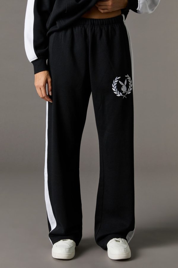 Playboy Embroidered Colourblock Wide Leg Fleece Sweatpant - 图片 6