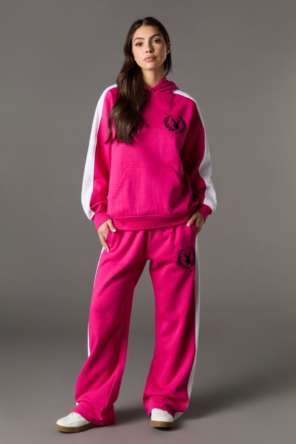 Playboy Embroidered Colourblock Wide Leg Fleece Sweatpant - 图片 9