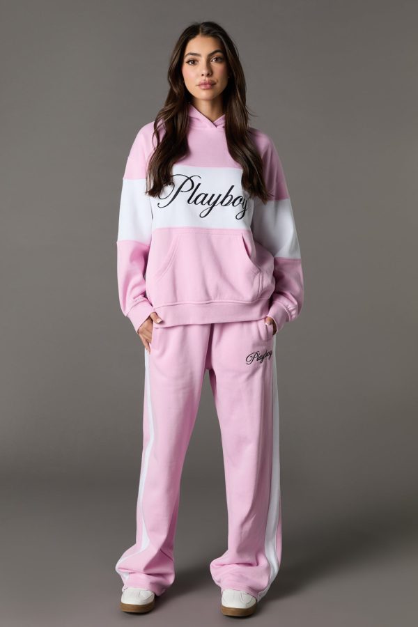 Playboy Embroidered Colourblock Wide Leg Fleece Sweatpant