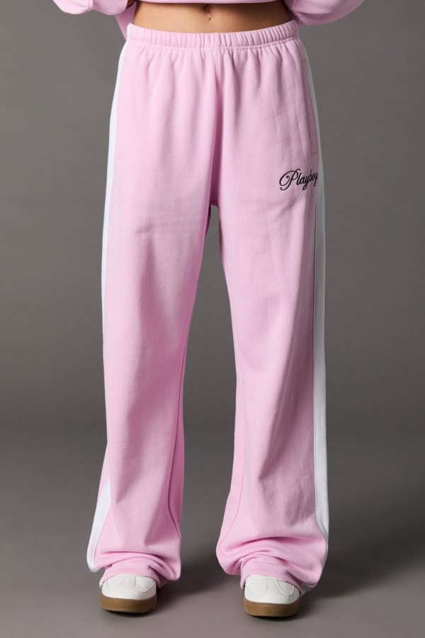 Playboy Embroidered Colourblock Wide Leg Fleece Sweatpant - 图片 2