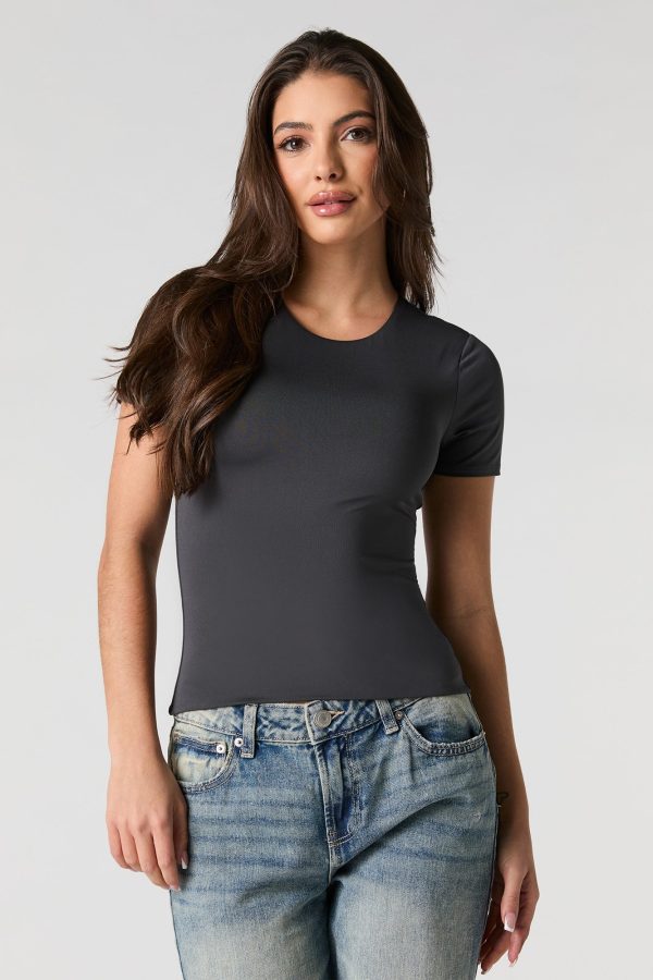 Contour Round Neck Short Sleeve Top - 图片 7