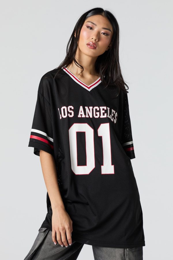 Los Angeles Graphic Mesh Jersey Dress