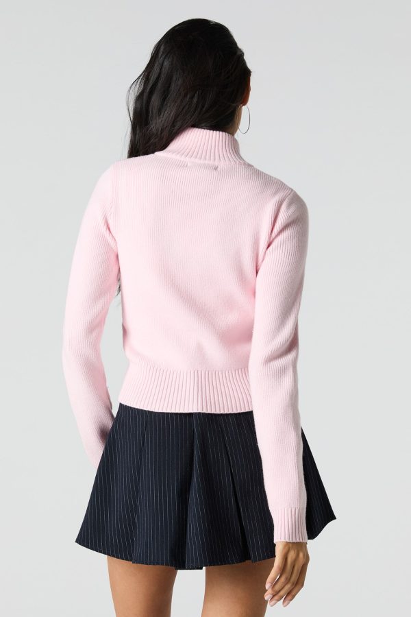 Number Embroidered Zip-Up Sweater - 图片 8