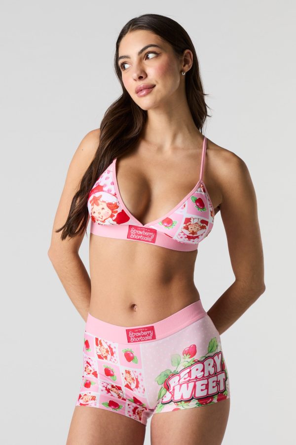 Ensemble avec bralette triangulaire et caleon à imprimé Strawberry Shortcake