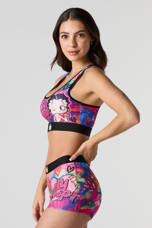 Betty Boop Sports Bra & Boy Short 2 Piece Set - 图片 2