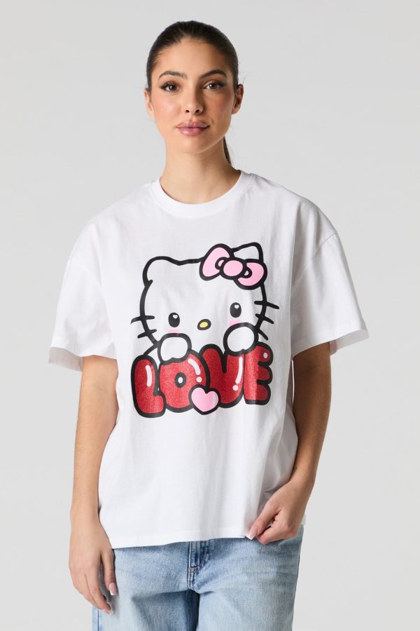 T-shirt coupe garonne à imprimé Hello Kitty Love Valentin