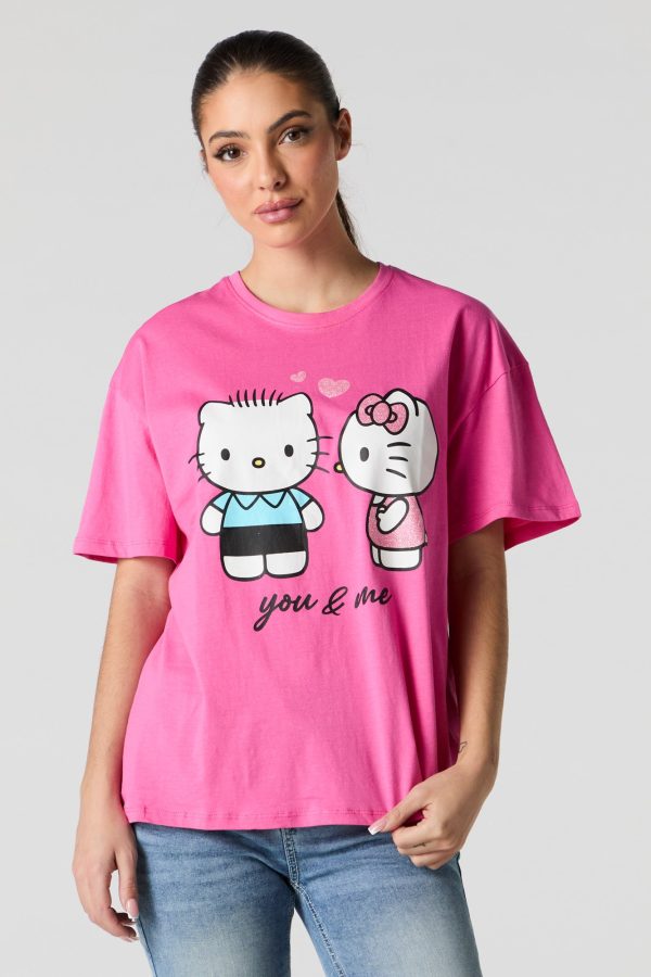 T-shirt coupe garonne à imprimé Hello Kitty You & Me Valentin