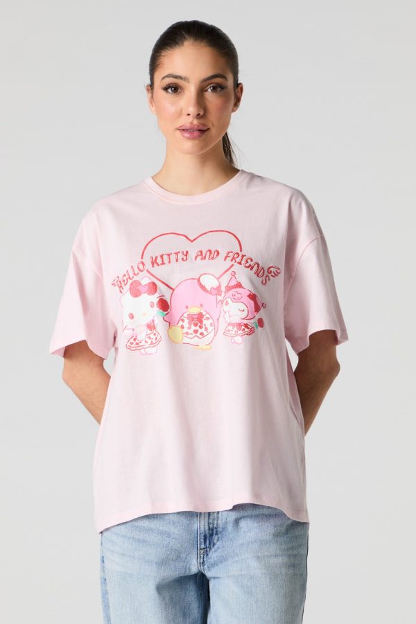 T-shirt coupe garonne à imprimé Hello Kitty and Friends Valentin