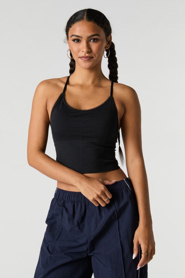 Camisole sans couture à soutien-gorge intégré avec col rond - 图片 4