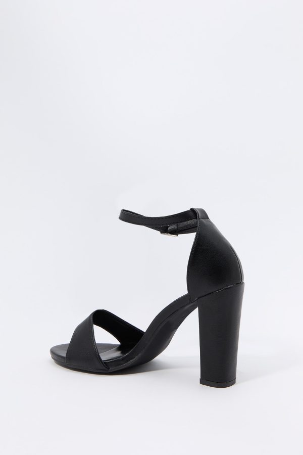 Faux Leather Open Toe Heel - 图片 7