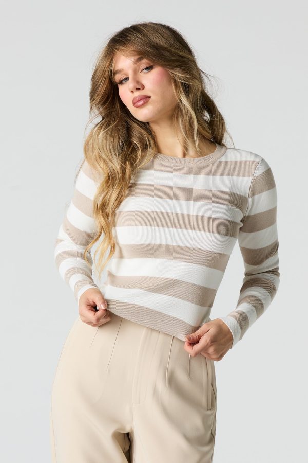 Striped Ribbed Longsleeve Top - 图片 4