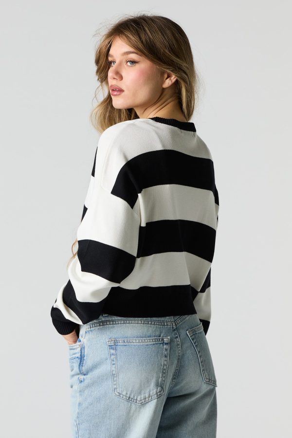 Striped Ribbed Boxy Sweater - 图片 5