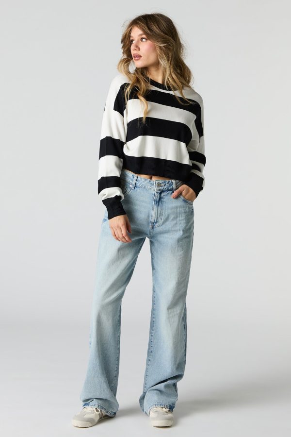 Striped Ribbed Boxy Sweater - 图片 6