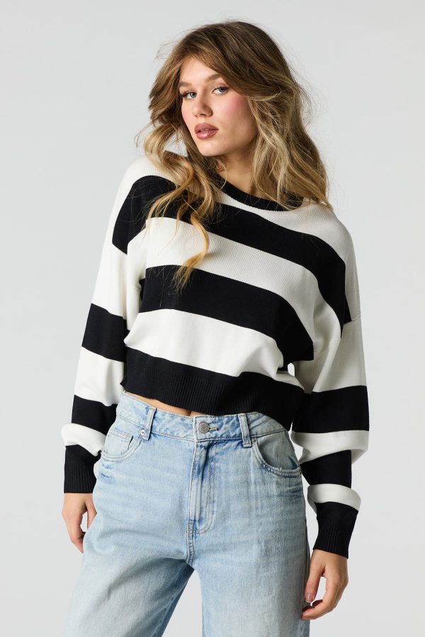 Striped Ribbed Boxy Sweater - 图片 4