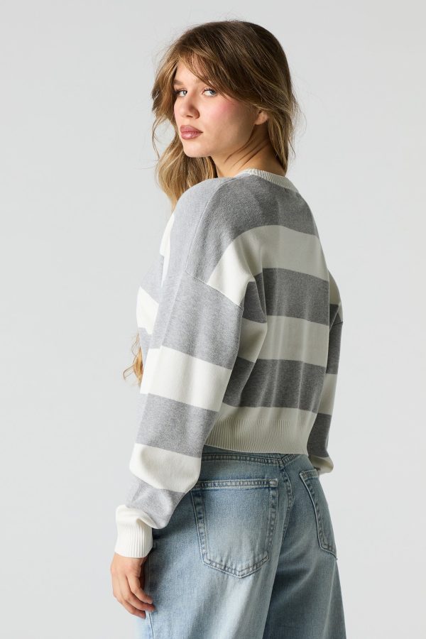 Striped Ribbed Boxy Sweater - 图片 8