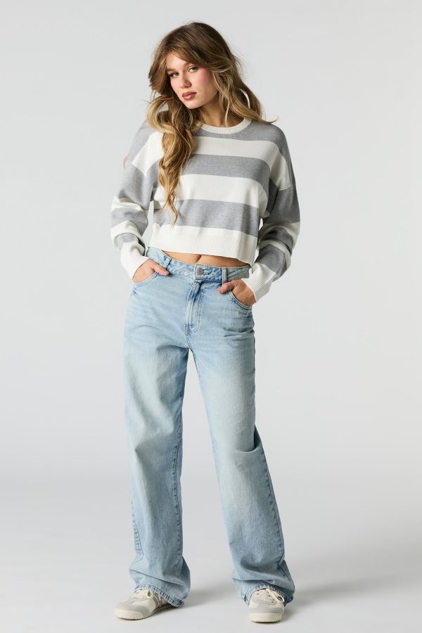 Striped Ribbed Boxy Sweater - 图片 9