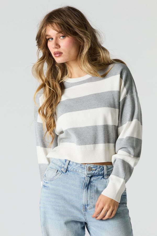 Striped Ribbed Boxy Sweater - 图片 7