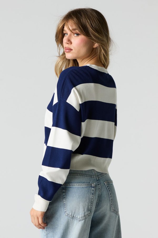 Striped Ribbed Boxy Sweater - 图片 2