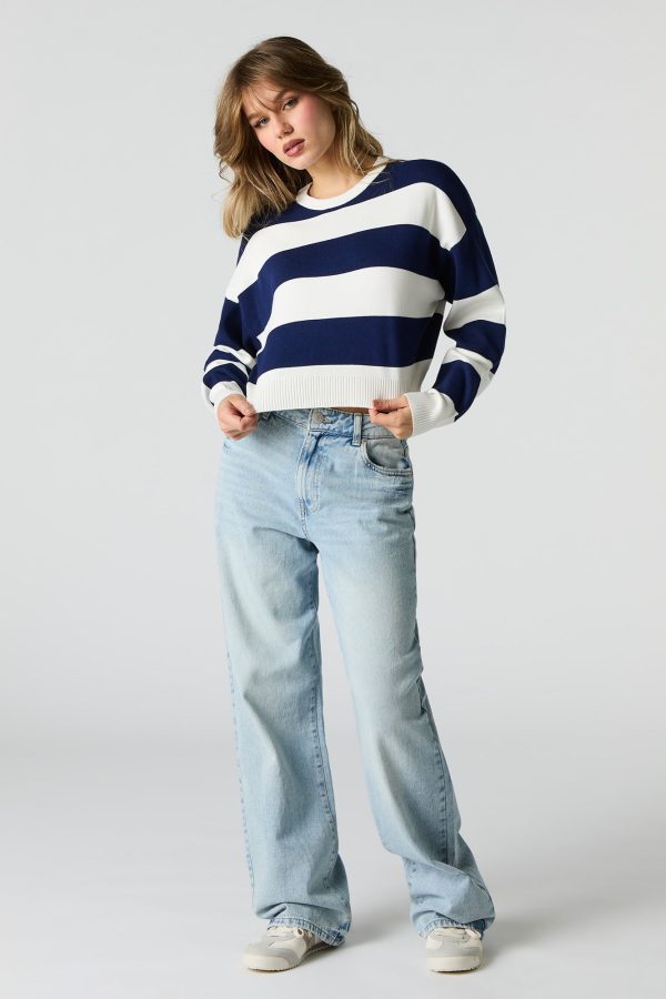 Striped Ribbed Boxy Sweater - 图片 3