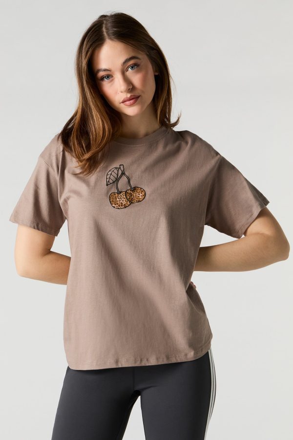 T-shirt de coupe garonne à imprimé Cheetah Cherry