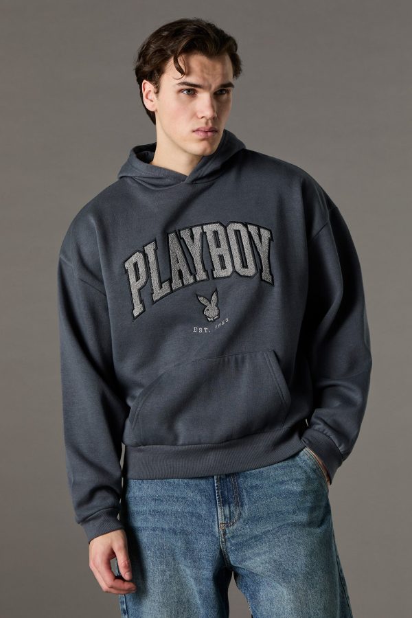 Haut à capuchon en molleton à broderie en chenille Playboy - 图片 4