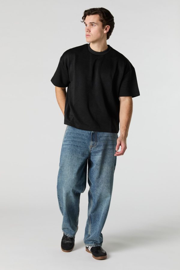 Ribbed Textured Relaxed T-Shirt - 图片 6