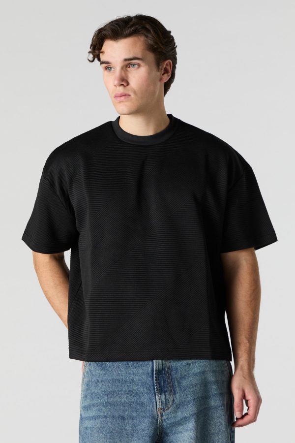 Ribbed Textured Relaxed T-Shirt - 图片 4