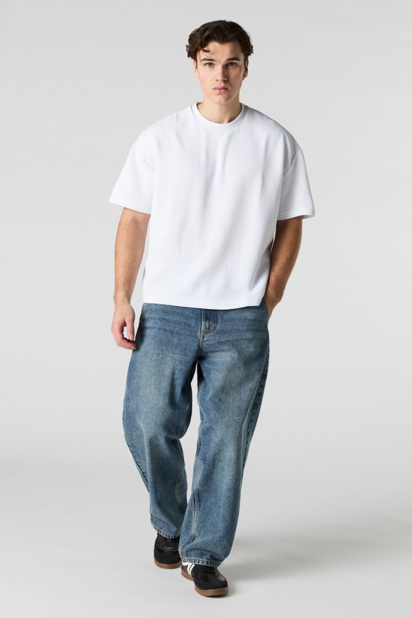 Ribbed Textured Relaxed T-Shirt - 图片 3