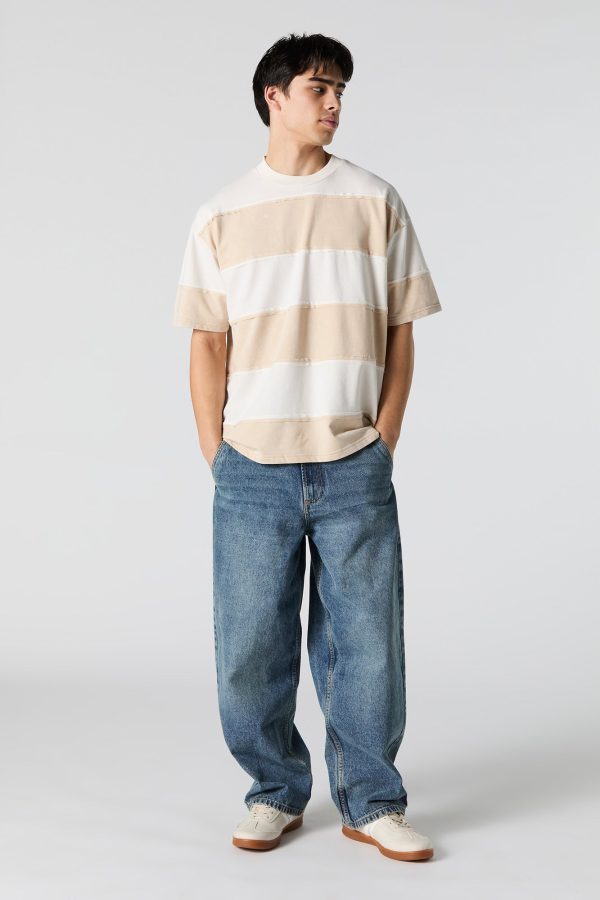 Striped Exposed Seam Relaxed T-Shirt - 图片 6