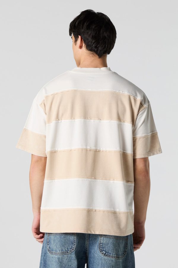 Striped Exposed Seam Relaxed T-Shirt - 图片 5