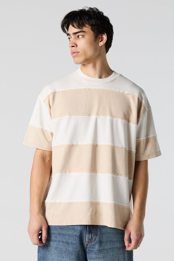 Striped Exposed Seam Relaxed T-Shirt - 图片 4