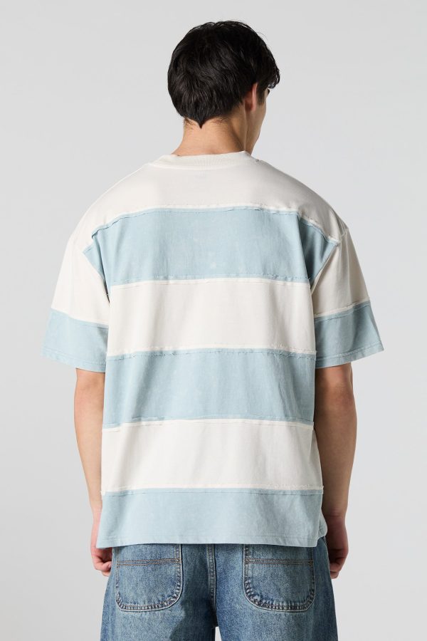 Striped Exposed Seam Relaxed T-Shirt - 图片 2