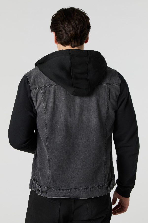 Hooded Fleece Denim Jacket - 图片 6