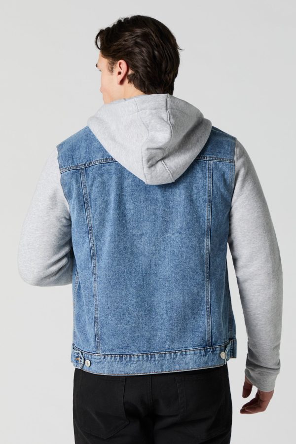 Hooded Fleece Denim Jacket - 图片 2