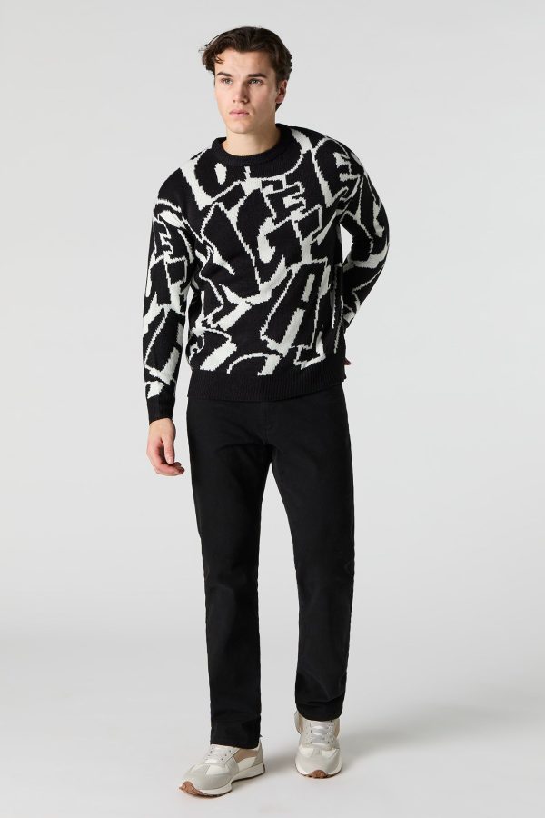 Letter Jacquard Knit Sweater - 图片 3