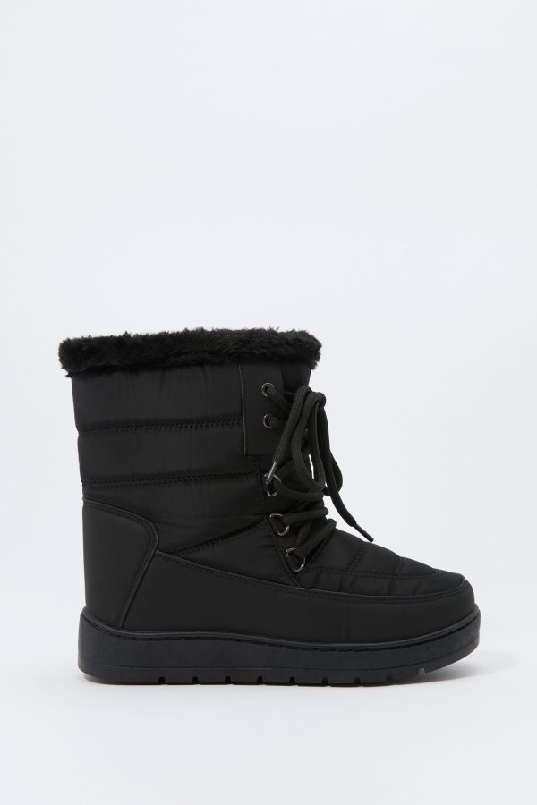 Faux Fur Collared Lace Up Winter Boot - 图片 6